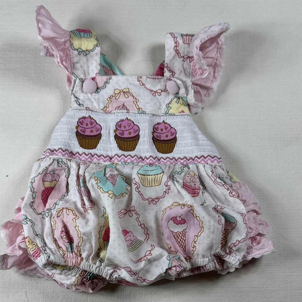 Girls' Pink Cupcake Print One-Piece‎ Romper